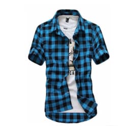 Red And Black Plaid Shirt Men Shirts 2026 New Summer Fashion Chemise Homme Mens Checkered Shirts Short Sleeve Shirt Men Blouse