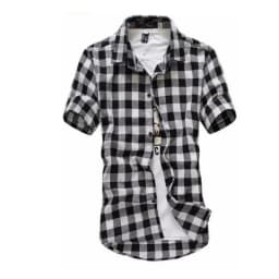 Red And Black Plaid Shirt Men Shirts 2026 New Summer Fashion Chemise Homme Mens Checkered Shirts Short Sleeve Shirt Men Blouse