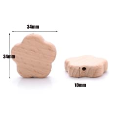 10Pcs Animal Pentagram Wooden Beads Food Grade Beech Wood Teething Teether Beads DIY Baby Pacifier Chain Pendant Accessories