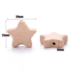 10Pcs Animal Pentagram Wooden Beads Food Grade Beech Wood Teething Teether Beads DIY Baby Pacifier Chain Pendant Accessories