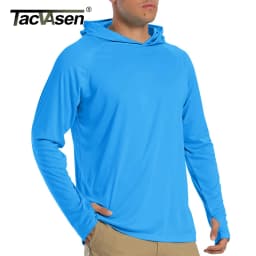TACVASEN Sun Protection T-Shirts Mens Long Sleeve Hoodie Casual UV-Proof T-Shirts Breathable Lightweight Quick Dry T shirts Male