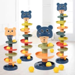 Baby Toys Rolling Ball Pile Tower Finger Skill Training Rotating Stacking Track Early Educational Toy For Infant 13 24 Months