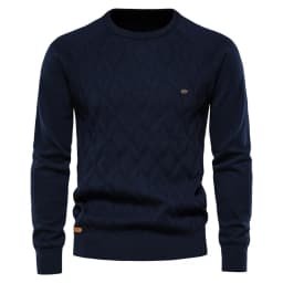 AIOPESON Argyle Basic Men Sweaters Solid Color O-neck Long sleeve Knitted Male Pullover Winter Fashion New Warm Sweaters for Men