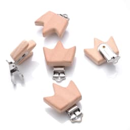 5Pcs Wooden Pacifier Clip Beech Wooden Animal Natural Dummy Clip DIY Baby Pacifier Chain Teether Toys Accessories BPA Free