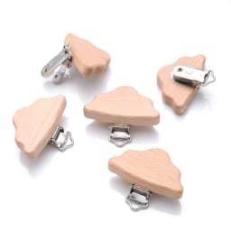 5Pcs Wooden Pacifier Clip Beech Wooden Animal Natural Dummy Clip DIY Baby Pacifier Chain Teether Toys Accessories BPA Free