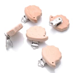 5Pcs Wooden Pacifier Clip Beech Wooden Animal Natural Dummy Clip DIY Baby Pacifier Chain Teether Toys Accessories BPA Free