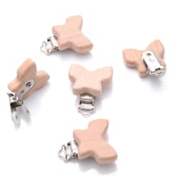 5Pcs Wooden Pacifier Clip Beech Wooden Animal Natural Dummy Clip DIY Baby Pacifier Chain Teether Toys Accessories BPA Free