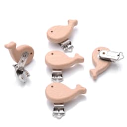 5Pcs Wooden Pacifier Clip Beech Wooden Animal Natural Dummy Clip DIY Baby Pacifier Chain Teether Toys Accessories BPA Free