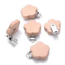 5Pcs Wooden Pacifier Clip Beech Wooden Animal Natural Dummy Clip DIY Baby Pacifier Chain Teether Toys Accessories BPA Free