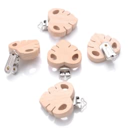 5Pcs Wooden Pacifier Clip Beech Wooden Animal Natural Dummy Clip DIY Baby Pacifier Chain Teether Toys Accessories BPA Free
