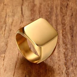 Free Engrave New Silver/Gold/Black/Blue Square Big Width Signet Rings For Men Ring Titanium Steel Jewelry