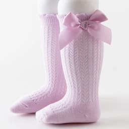 Summer Baby Girls Socks Toddlers Bow Long Sock Kids Knee High Soft Cotton Mesh Spanish Style Children 0-2 Years Breathable Socks