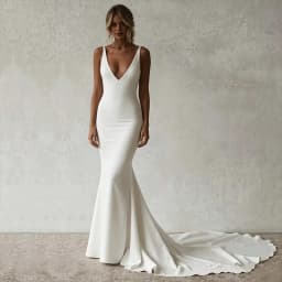 Sexy Mermaid Wedding Dress V-Neck Open Back Boho Wedding Gowns Simple Plain Long Train Buttons Beach Bridal Dress Robe De Mariee