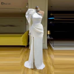 Customized Evening Prom Dresses Mermaid Long 2026 Vestidos De Fiesta Sexy Slit One Shoulder Crystal Dubai Arabic Formal Dress