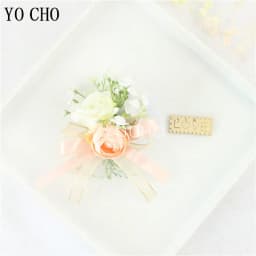 Wedding Groom Boutonniere Bride Bridesmaid Women Hand Wrist Flower Silk Rose Boutonniere Buttonhole for Marriage Party Flower
