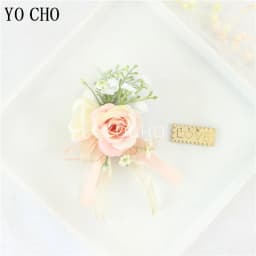 Wedding Groom Boutonniere Bride Bridesmaid Women Hand Wrist Flower Silk Rose Boutonniere Buttonhole for Marriage Party Flower