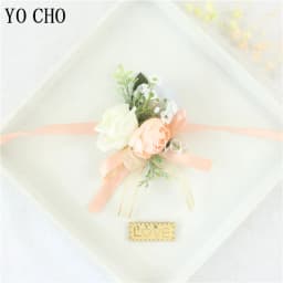 Wedding Groom Boutonniere Bride Bridesmaid Women Hand Wrist Flower Silk Rose Boutonniere Buttonhole for Marriage Party Flower