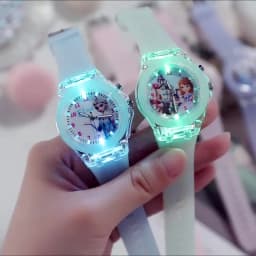 Disney Girls Kids Watches Children Watch Frozen Princess Aisha Sophia Luminous Student Colorful LED Light Women Lady Clock