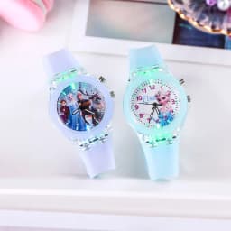 Disney Girls Kids Watches Children Watch Frozen Princess Aisha Sophia Luminous Student Colorful LED Light Women Lady Clock