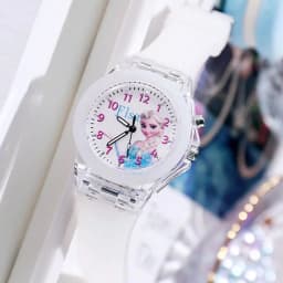 Disney Girls Kids Watches Children Watch Frozen Princess Aisha Sophia Luminous Student Colorful LED Light Women Lady Clock