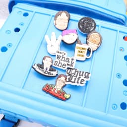 1PCS PVC Cartoon Shoe Charms Kawaii Man That's What She Said False Life Worlds Best Boss Hand Slipper Accessories For Clogs Pins