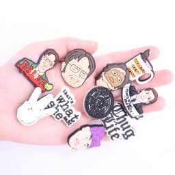 1PCS PVC Cartoon Shoe Charms Kawaii Man That's What She Said False Life Worlds Best Boss Hand Slipper Accessories For Clogs Pins