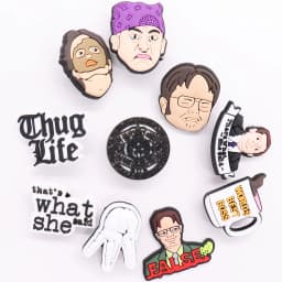 1PCS PVC Cartoon Shoe Charms Kawaii Man That's What She Said False Life Worlds Best Boss Hand Slipper Accessories For Clogs Pins