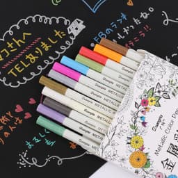 12 Colors Metallic Marker Pen Medium Point Metallic Markers for Rock Painting, Black Paper, Card Making, Scrapbooking Crafts