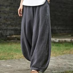 Cotton Linen Bloomers Wide Leg Pants Women Vintage Full Length Fashion Elegent Pants Solid Elasitic Waist Spring Autumn 5XL