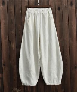 Cotton Linen Bloomers Wide Leg Pants Women Vintage Full Length Fashion Elegent Pants Solid Elasitic Waist Spring Autumn 5XL