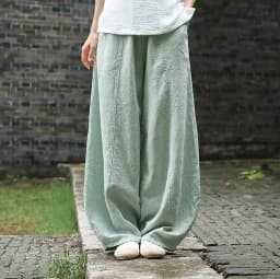 Cotton Linen Bloomers Wide Leg Pants Women Vintage Full Length Fashion Elegent Pants Solid Elasitic Waist Spring Autumn 5XL