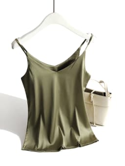 AOSSVIAO 2026 Spaghetti Strap Top Women Halter V Neck Basic White Cami Sleeveless Satin Silk Tank Tops Women'S Summer Camisole