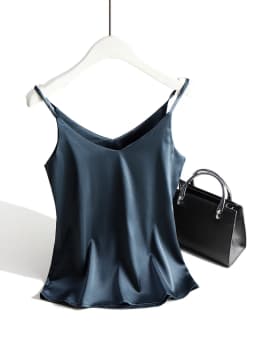 AOSSVIAO 2026 Spaghetti Strap Top Women Halter V Neck Basic White Cami Sleeveless Satin Silk Tank Tops Women'S Summer Camisole