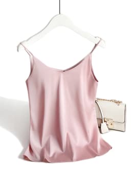 AOSSVIAO 2026 Spaghetti Strap Top Women Halter V Neck Basic White Cami Sleeveless Satin Silk Tank Tops Women'S Summer Camisole
