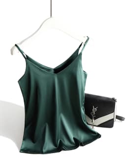 AOSSVIAO 2026 Spaghetti Strap Top Women Halter V Neck Basic White Cami Sleeveless Satin Silk Tank Tops Women'S Summer Camisole