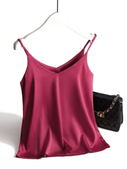 AOSSVIAO 2026 Spaghetti Strap Top Women Halter V Neck Basic White Cami Sleeveless Satin Silk Tank Tops Women'S Summer Camisole