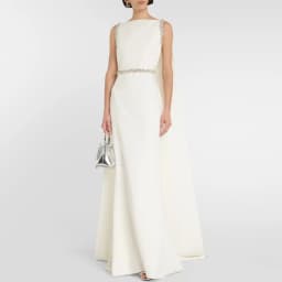 Customized New Ivory Prom Dresses Sleeveless Boat Neck Sweep Train Formal Party Gowns Crystal Mermaid Evening Gowns for Women