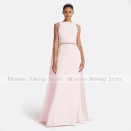 Customized New Ivory Prom Dresses Sleeveless Boat Neck Sweep Train Formal Party Gowns Crystal Mermaid Evening Gowns for Women