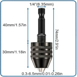 Keyless Drill Chuck, 1/4, 1/8, 1/16 Inch Hex and Round Shanks Small Drill Chuck Change Adapter