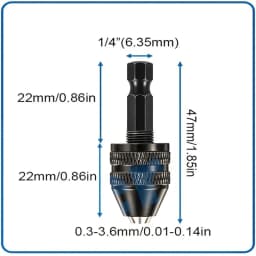 Keyless Drill Chuck, 1/4, 1/8, 1/16 Inch Hex and Round Shanks Small Drill Chuck Change Adapter