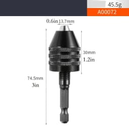 Keyless Drill Chuck, 1/4, 1/8, 1/16 Inch Hex and Round Shanks Small Drill Chuck Change Adapter