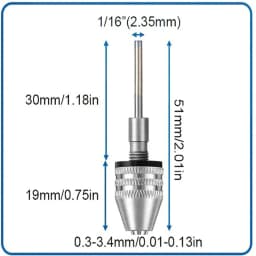 Keyless Drill Chuck, 1/4, 1/8, 1/16 Inch Hex and Round Shanks Small Drill Chuck Change Adapter