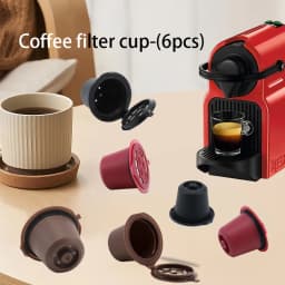 3/6Pcs Refillable Reusable Coffee Capsule Pods  Coffee Filter Pods with Spoon and Cleaning Brush