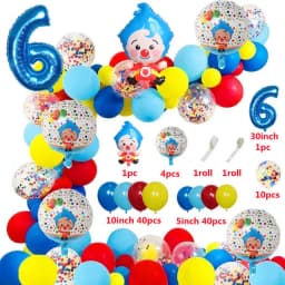 98pcs/Set Cartoon Clown Arch Garland Kit Foil Number Balloons Latex Air Globos Baby Shower Birthday Party Decorations Supplies