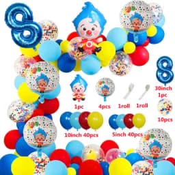 98pcs/Set Cartoon Clown Arch Garland Kit Foil Number Balloons Latex Air Globos Baby Shower Birthday Party Decorations Supplies