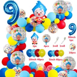 98pcs/Set Cartoon Clown Arch Garland Kit Foil Number Balloons Latex Air Globos Baby Shower Birthday Party Decorations Supplies