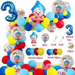 98pcs/Set Cartoon Clown Arch Garland Kit Foil Number Balloons Latex Air Globos Baby Shower Birthday Party Decorations Supplies
