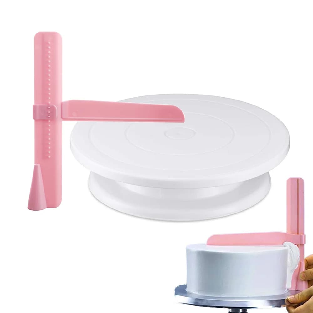 DIY 11 Inch Cake Turntable Rotating Decorating Stand With Adjustable Icing Scraper Plastic Cake Spinner Baking Supplies 10225