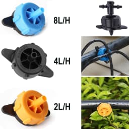 100/200 Pcs 2L/4L/8L Pressure Compensating Drip Emitters Adjustable Drippers Micro Connectors for Garden Lawn Drip Irrigation