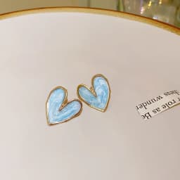 Temperament Heart Earrings for Women White Blue Purple Enamel Oil Love Stud Earrings Statement Party Jewelry pendientes mujer